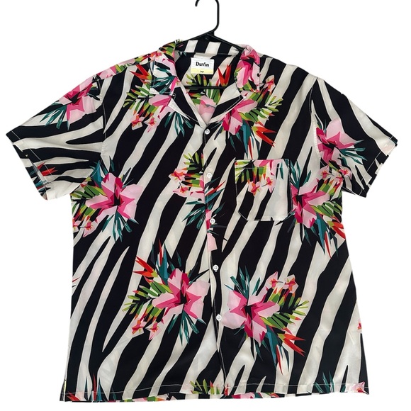 Duvin Other - Duvin Floral and Zebra Print Button-Up Shirt